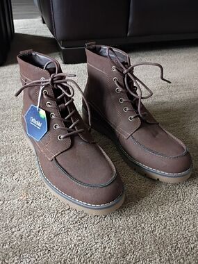 Brown Men's Lace-Up Moc Toe Boots - Ortholite Comfort
